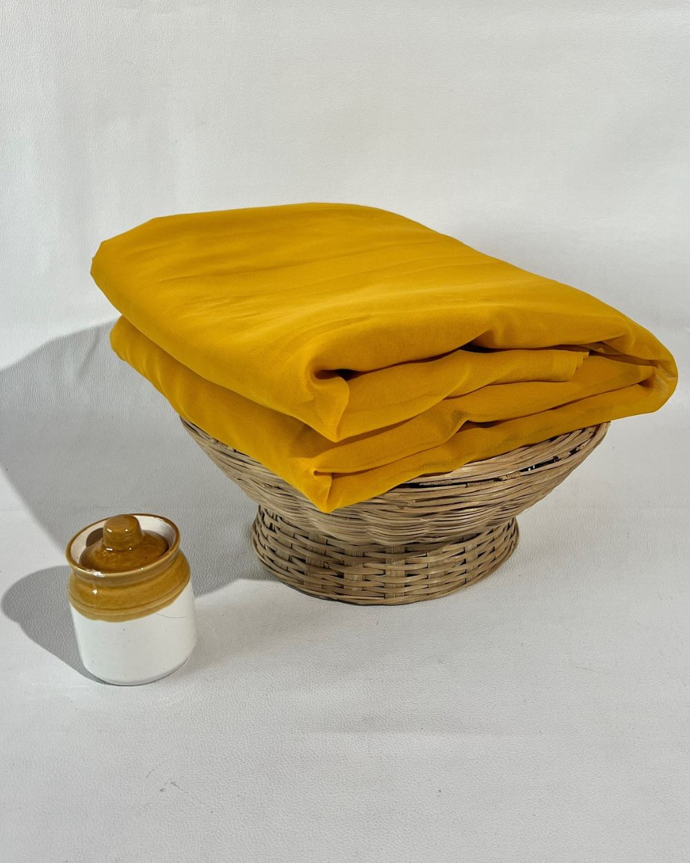 Plain Georgette Mango Yellow Colour 44 Inches Width