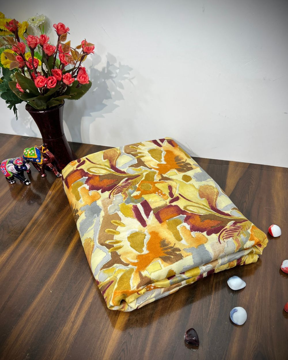 Printed Cotton (Foil) Mustard Yellow Colour 44 Inches Width
