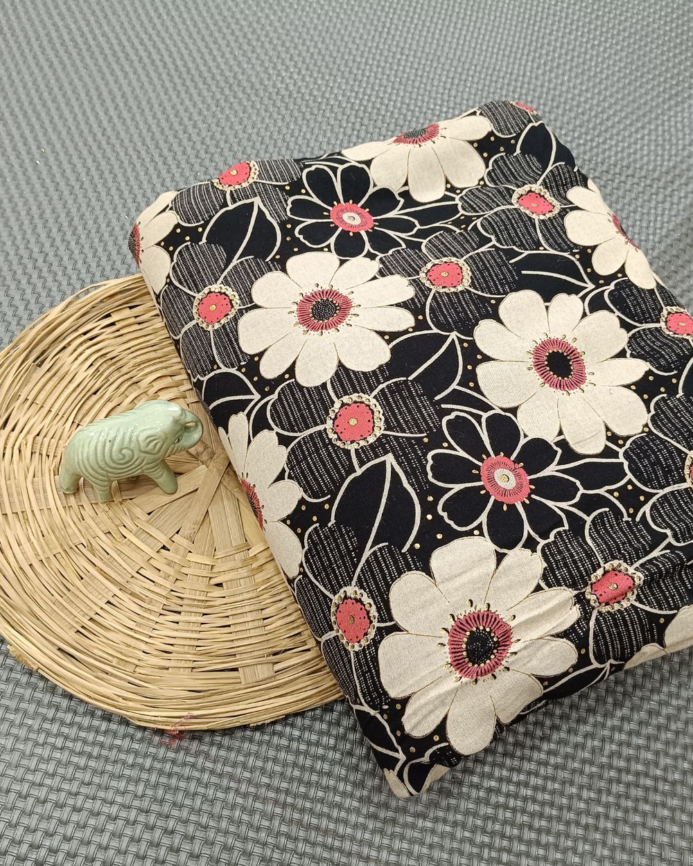 Rayon Foil Print Black Colour 42 Inches Width