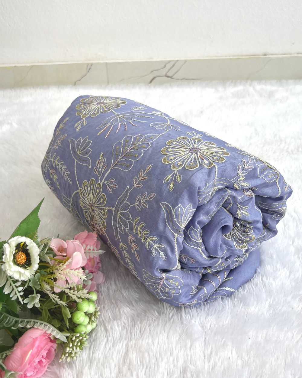 Upada Work Lavender Colour 44 Inches Width