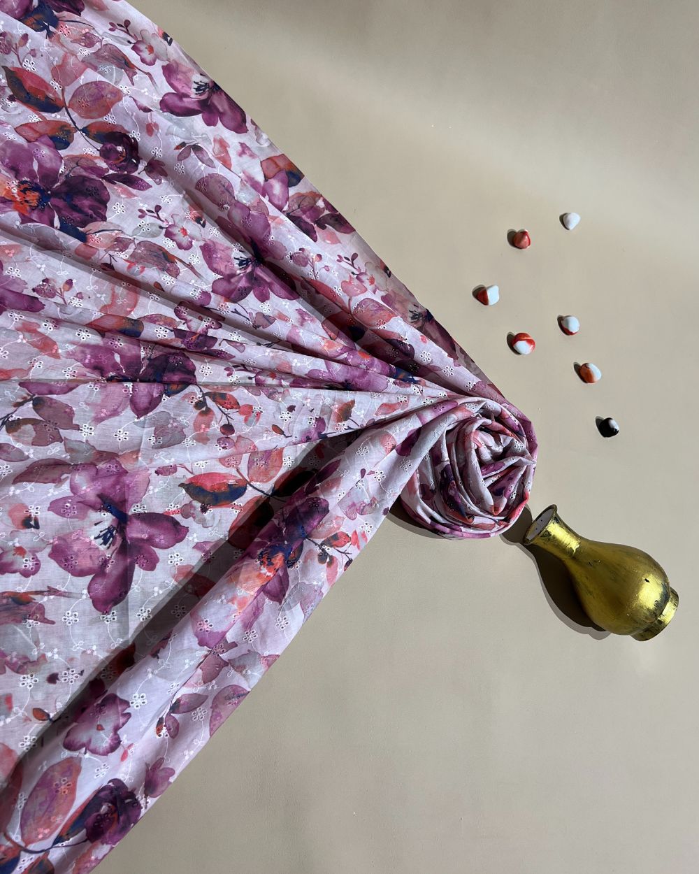 Printed Hakoba Cotton Purple Colour 42 Inches Width