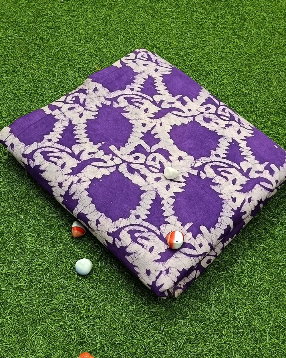 Cotton Border Work Purple Colour 40 Inches Width