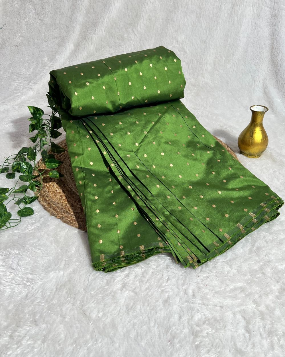 Taffeta Work Mehandi Green Colour 54 Inches Width