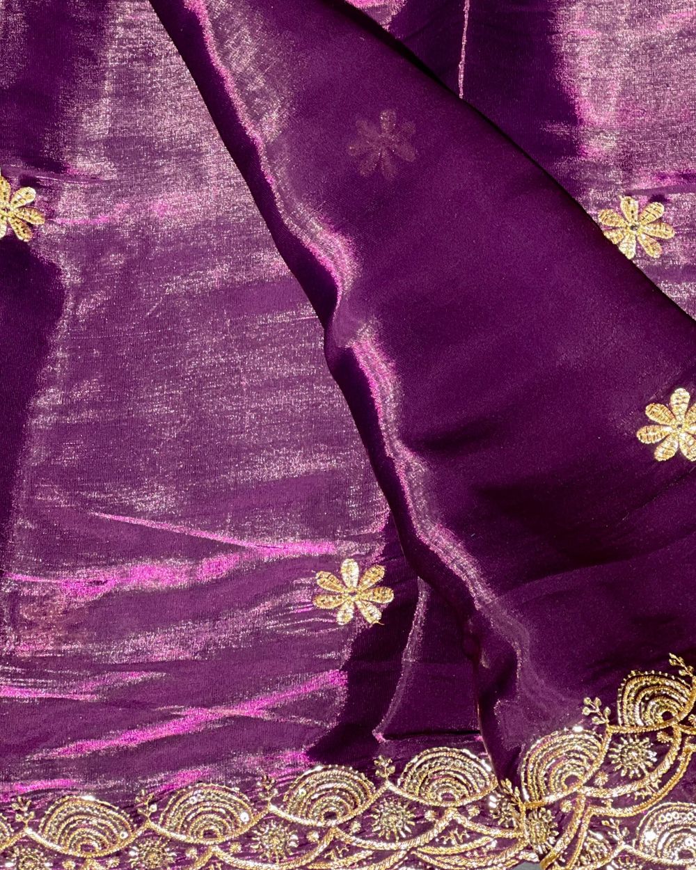 Jimmy Choo Work with both side Border Dupatta Fabric Dark Purple Colour 38 Inches Width