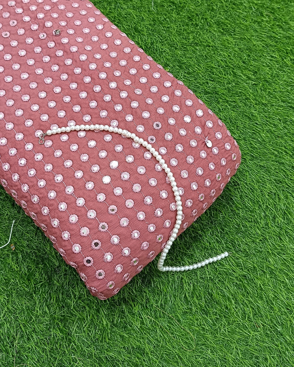 Rayon Abla Work Onion Pink Colour 42 inches width