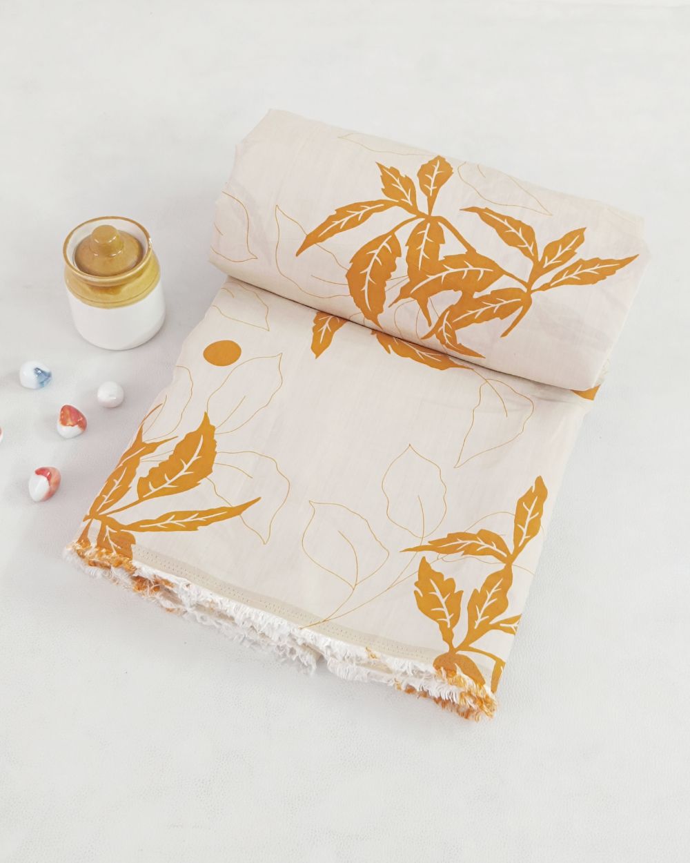 Printed Muslin Mustard Colour 60 Inches Width