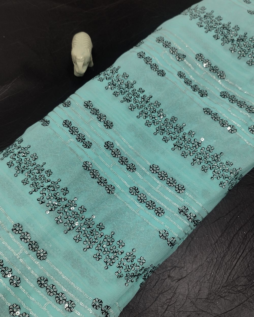 Georgette Work Turquoise Colour 43 Inches Width