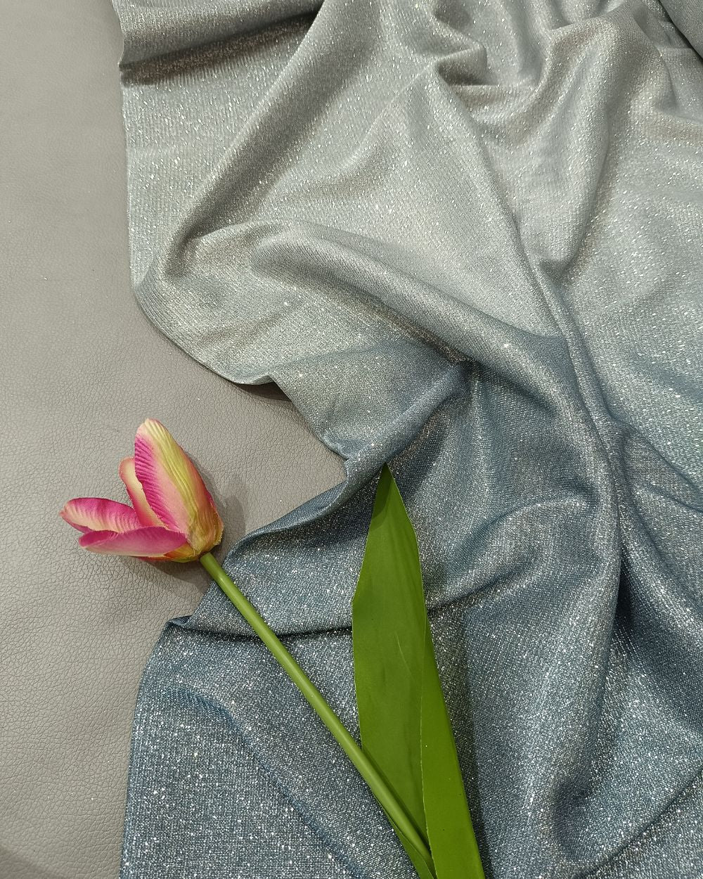 Imported Sparkle Dual Tone Shaded (Silver & Grey) Colour 55 Inches Width
