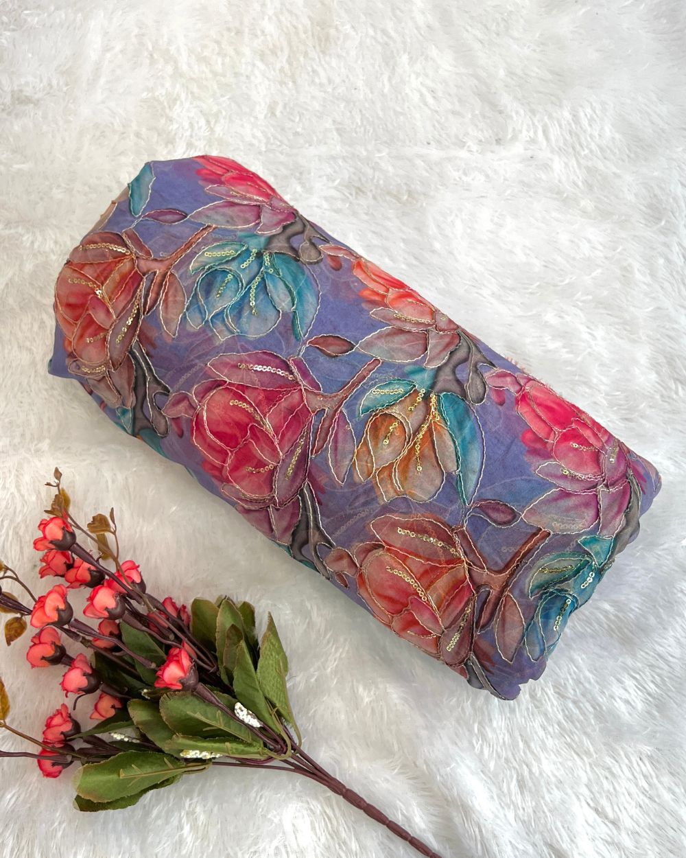 Pure Soft Organza Work Lavender  Colour 45 Inches Width