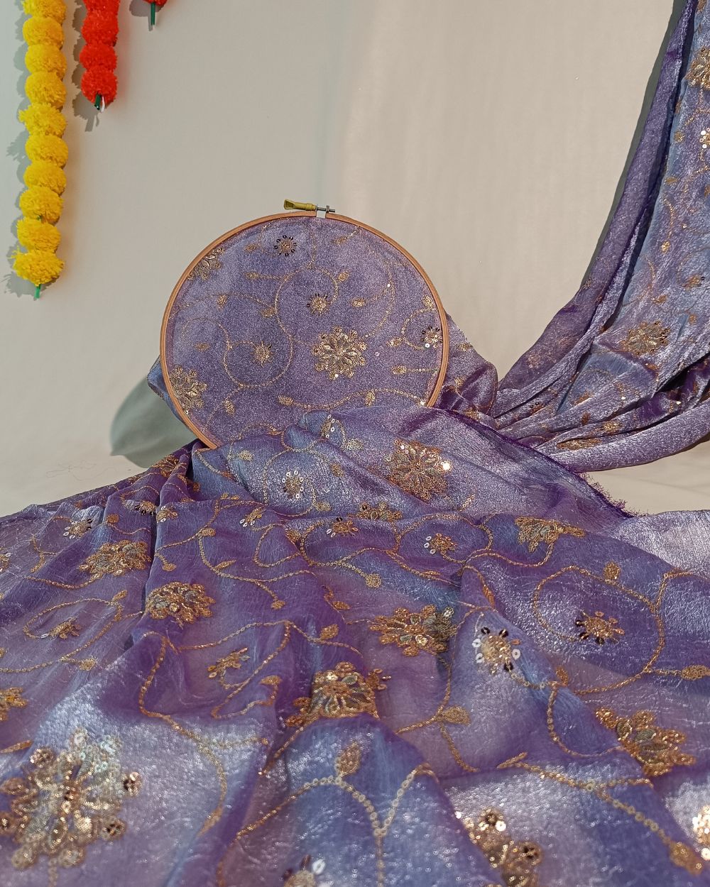 Gold Crush Work Lavender Colour 48 Inches Width