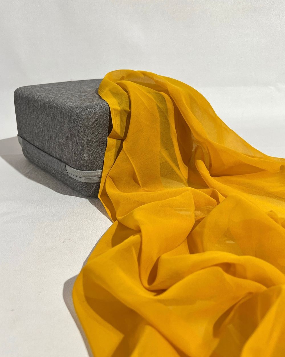 Plain Georgette Mango Yellow Colour 44 Inches Width