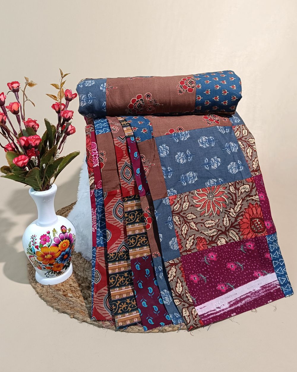 Printed Cotton  Patchwork Quilt Multicolor 42 Inches Width