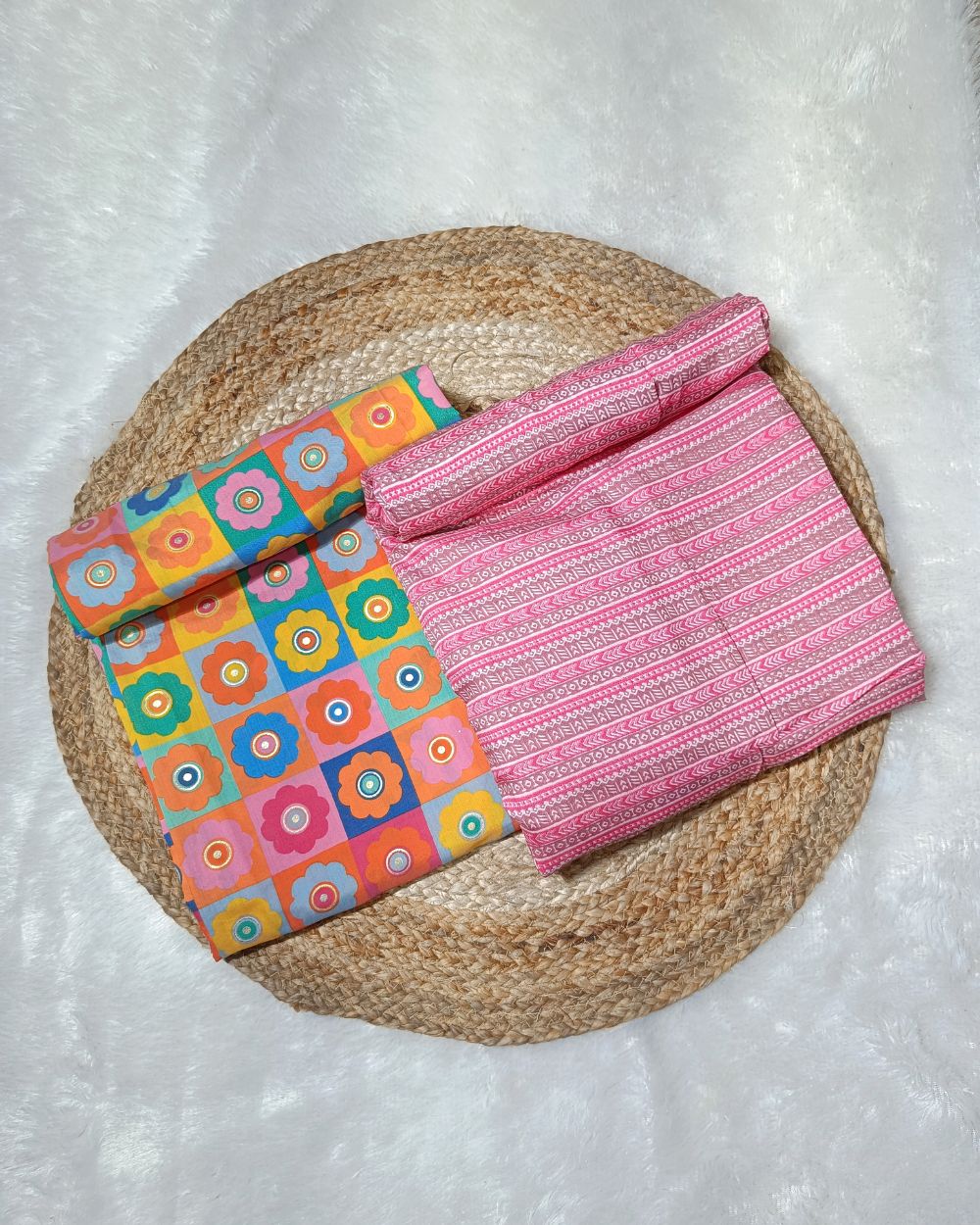Printed Muslin Unstitched Top (2.30 mtr) & Bottom (2.40 mtr) Set Multicolour 42 Inches Width