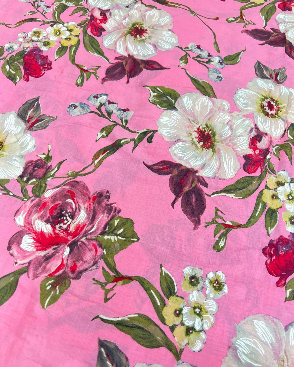 Mal Cotton with Foil Baby Pink Colour 46 Inches Width