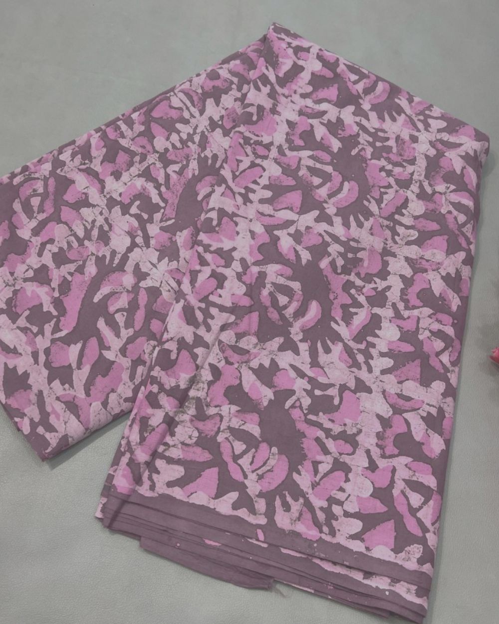Cotton Dabu Hand Block Print Pastel Dusty Maroon Colour 44 Inches Width