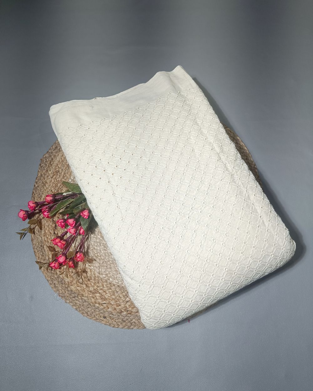 Dyeable Pure Cotton Hakoba Fabric Off White Colour 45 Inches Width