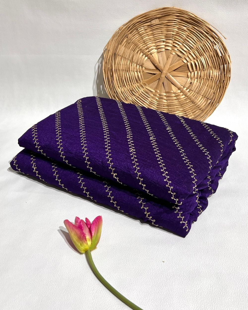 Vichitra Silk Work Purple Colour 44 Inches Width