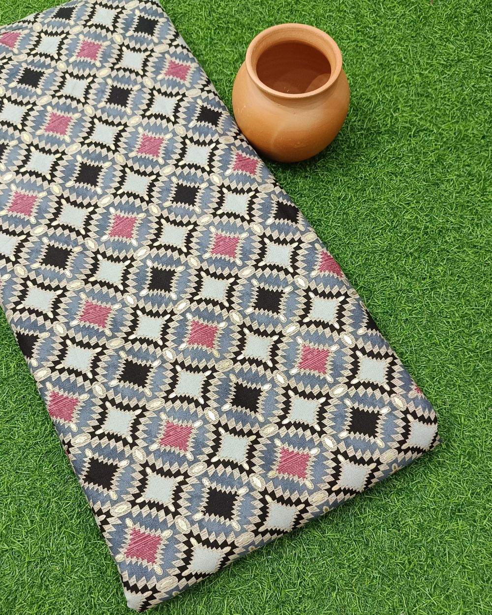 Rayon Foil Print Grey Colour 47 Inches Width