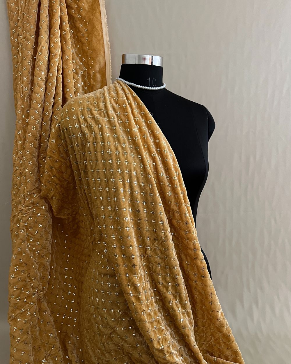 Velvet Work Golden Colour 42 Inches Width