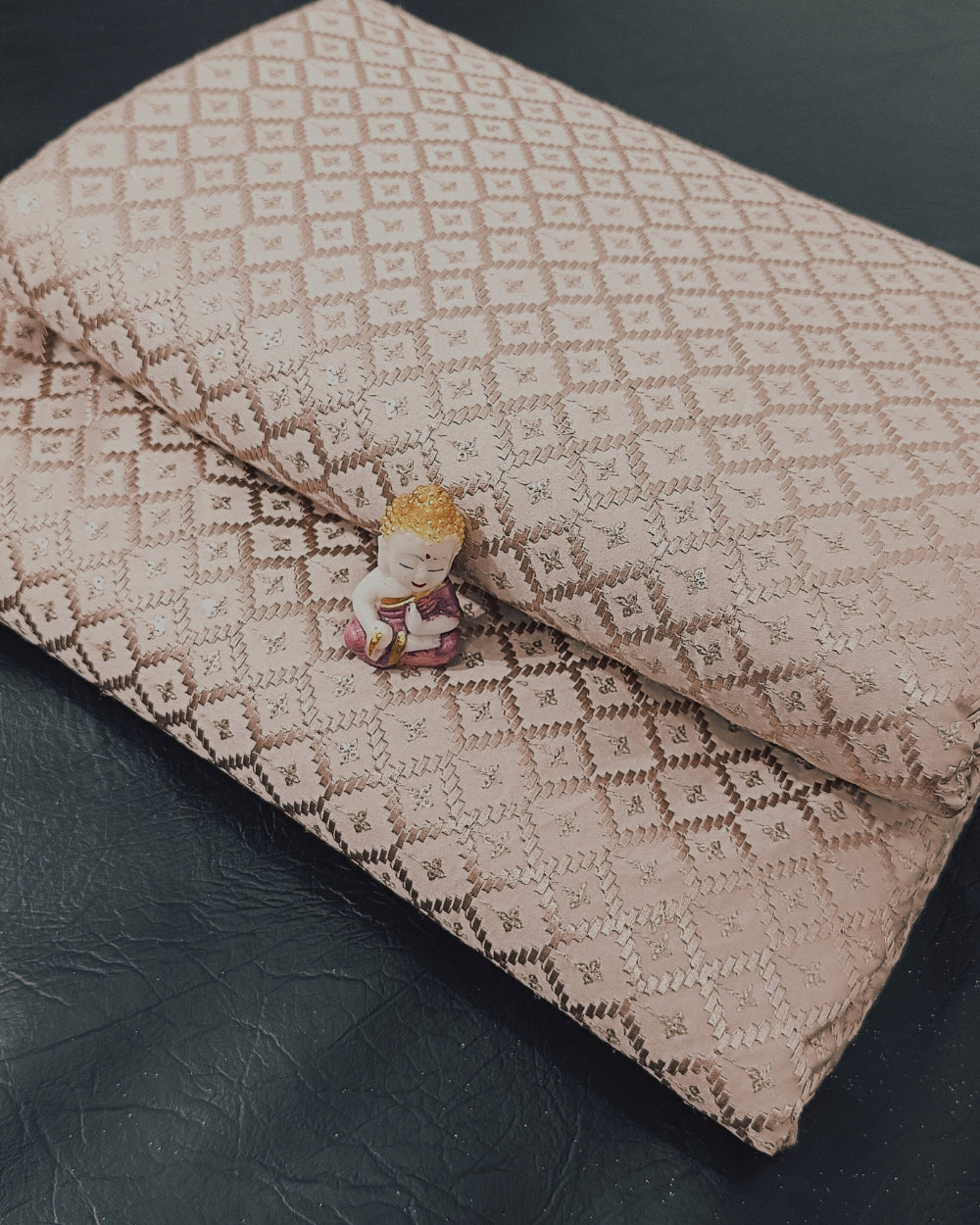 Malai Silk Work Pastel Peach Colour 43 Inches Width
