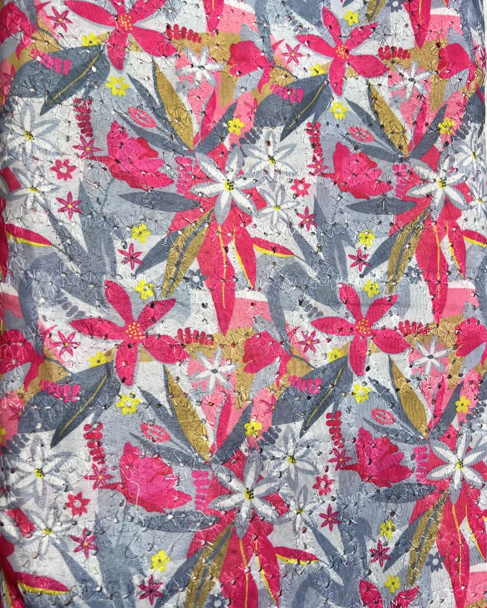 Printed Hakoba Cotton Light Grey Colour 42 Inches Width