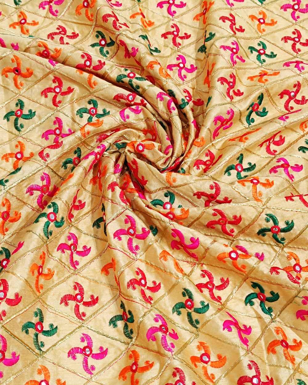 Mulberry Work Golden Colour 44 Inches Width