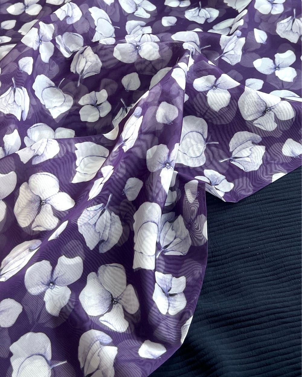 Premium Printed Organza Grape Violet Colour 42 Inches Width