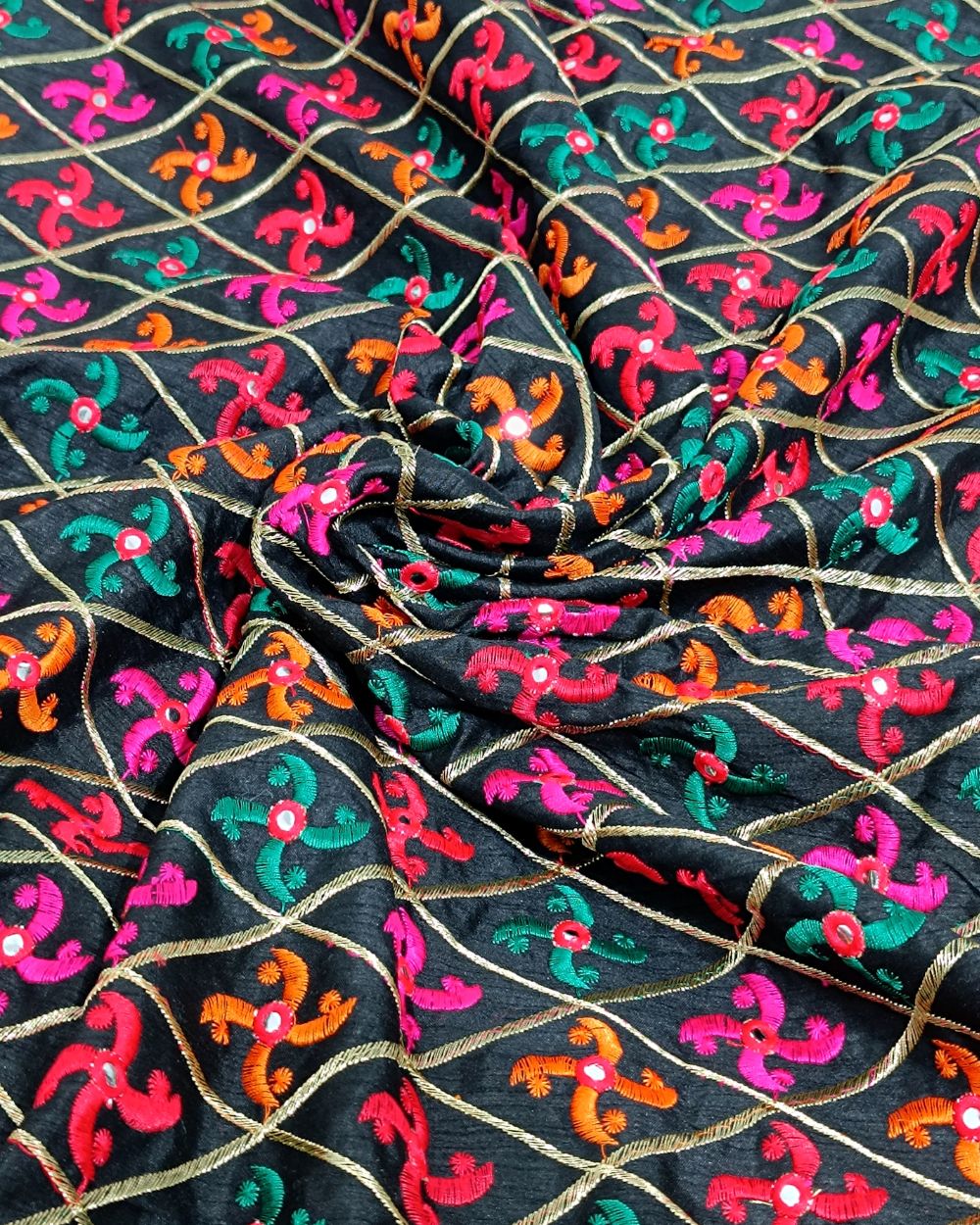 Mulberry Work Black Colour 44 Inches Width