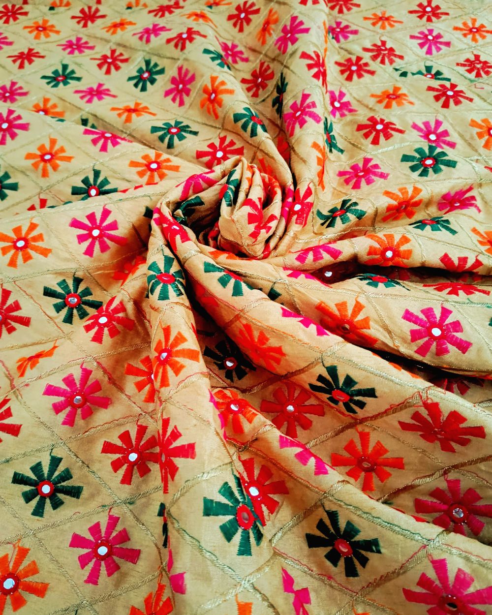 Mulberry Work Golden Colour 44 Inches Width