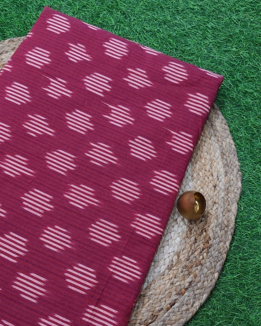 Woven Pure Cotton Ikat Maroon Colour 42 Inches Width