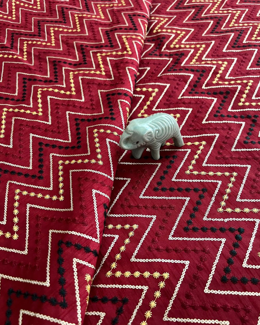 Mulberry Work Red Colour 44 Inches Width