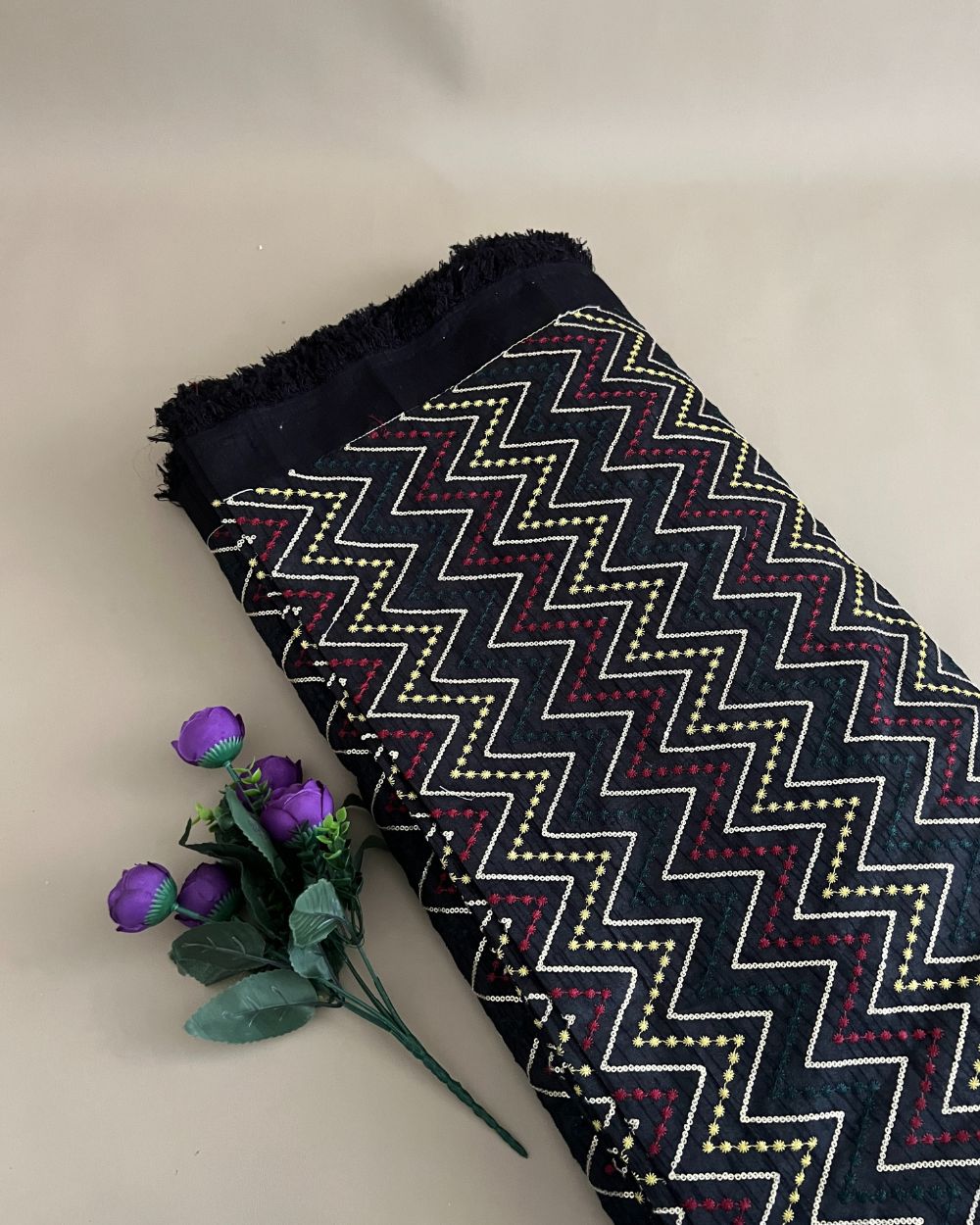 Mulberry Work Black Colour 44 Inches Width