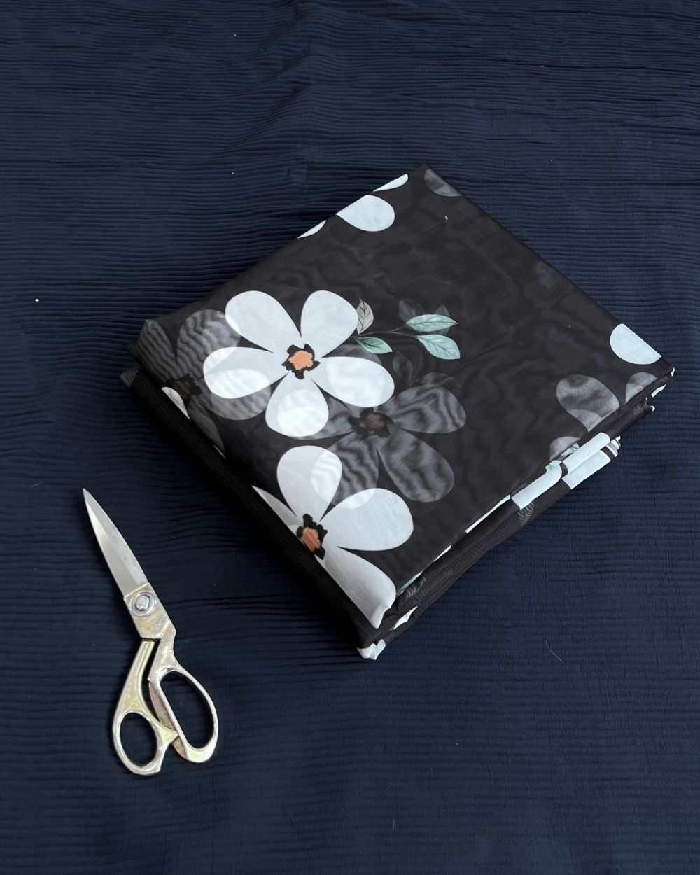 Premium Printed Organza Black Colour 42 Inches Width