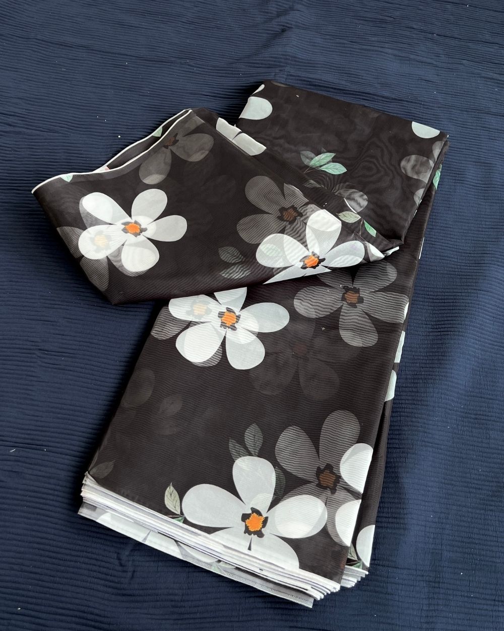 Premium Printed Organza Black Colour 42 Inches Width
