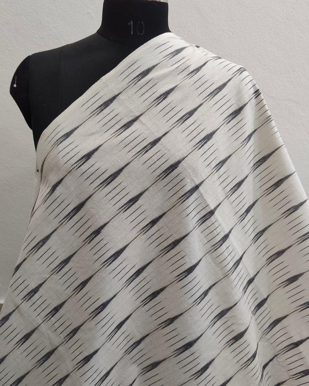 Woven Pure Cotton Ikat White Colour 42 Inches Width