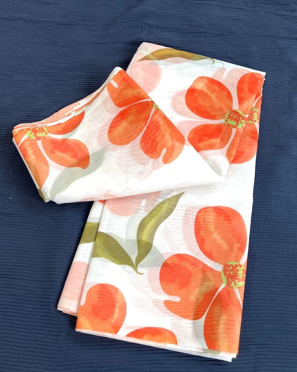 Premium Printed Organza Orange Colour 42 Inches Width