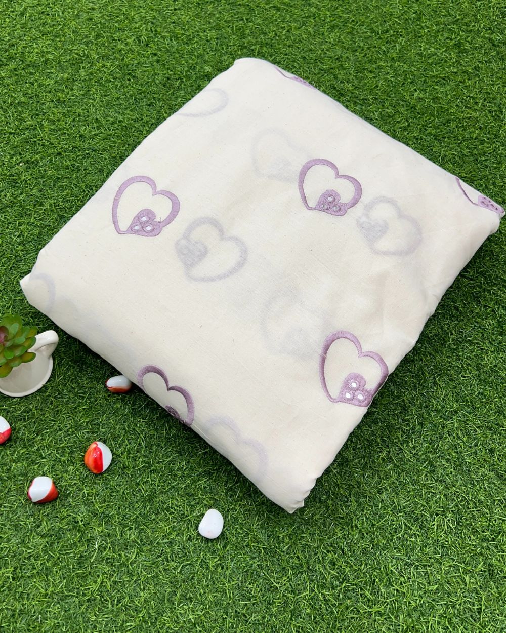 Kora Cotton Work Lavender Colour 45 Inches Width
