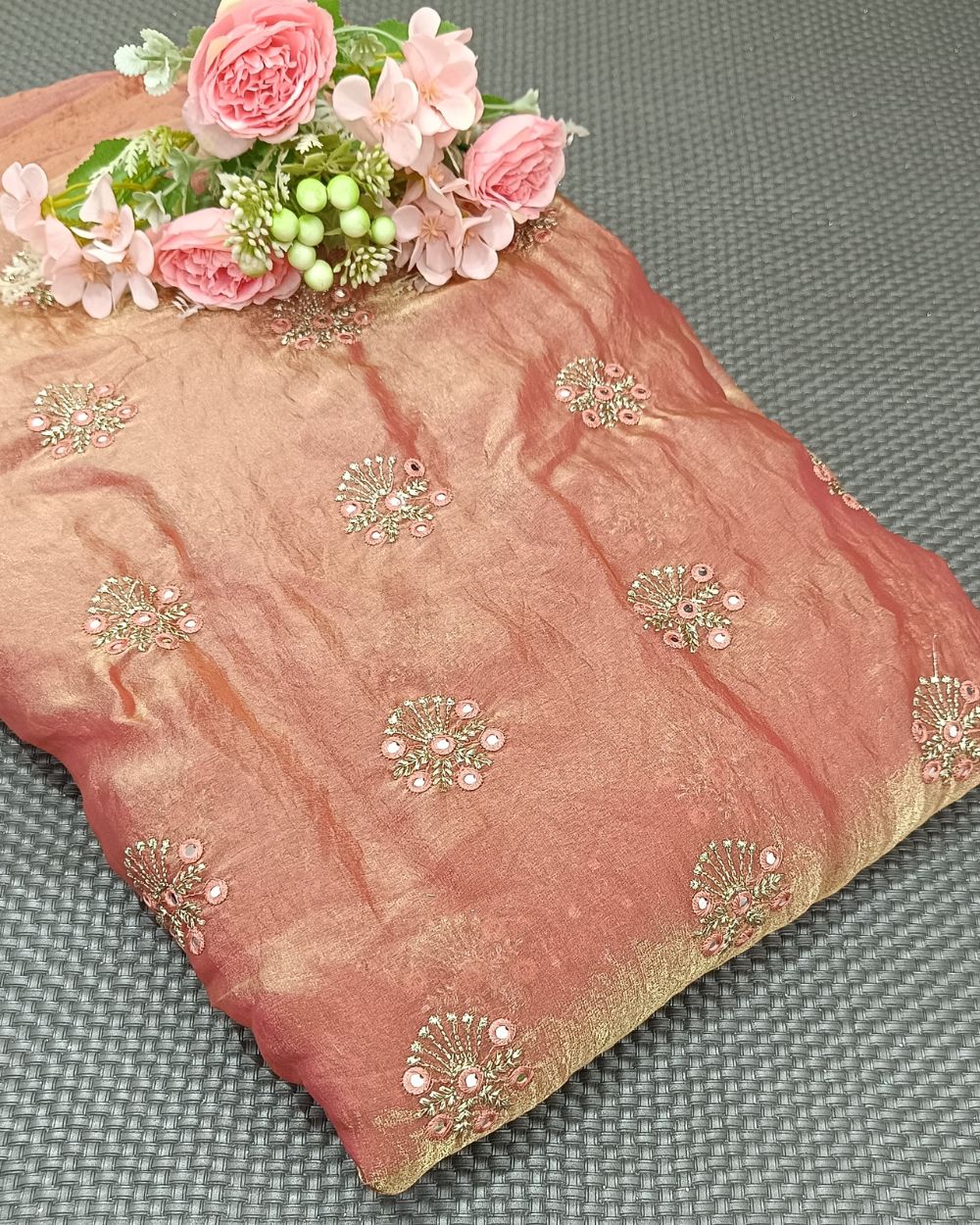 Space Silk Work Peach Colour 44 Inches Width