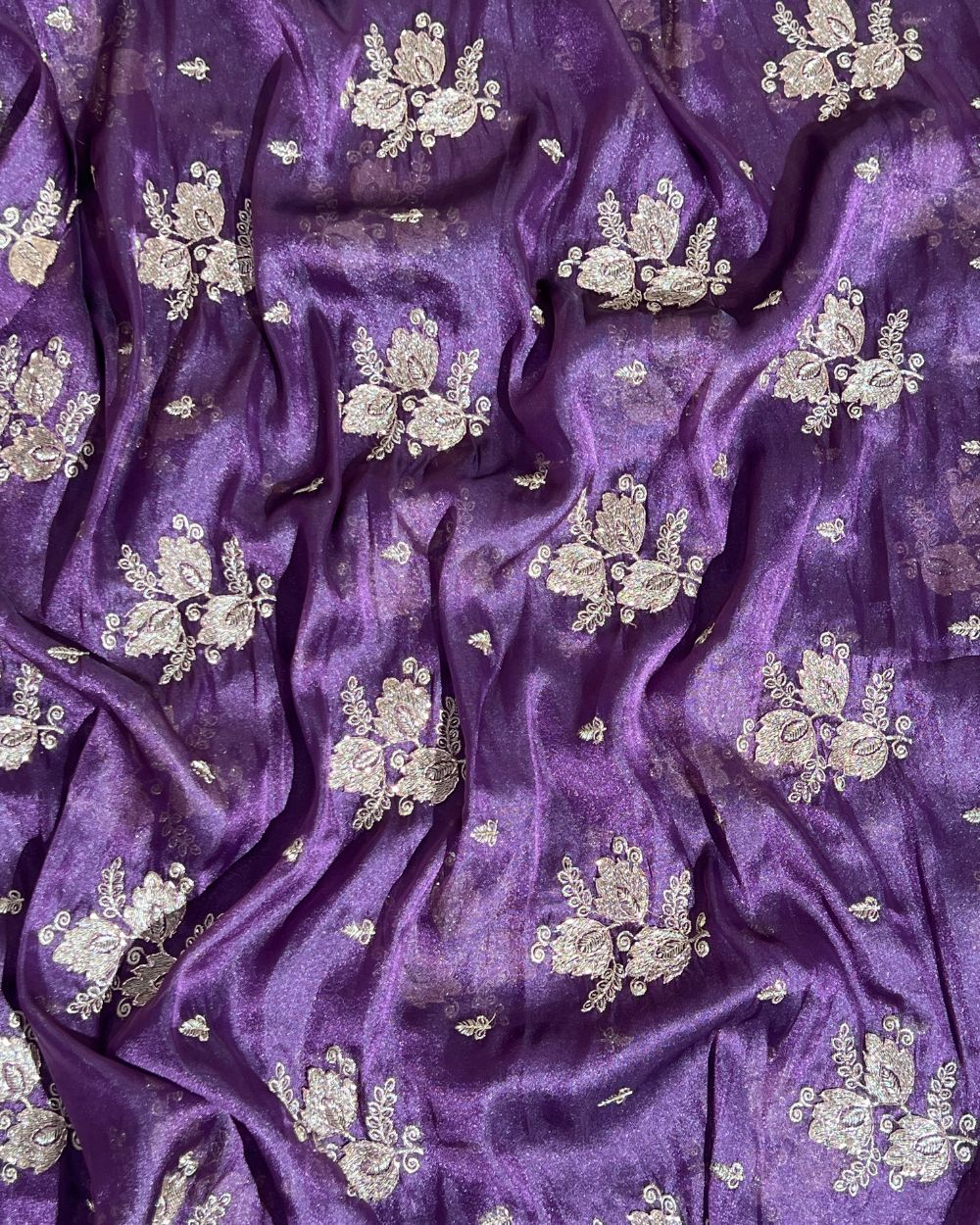 Chandanya Silk Work Pastel Grape Colour 44 Inches Width