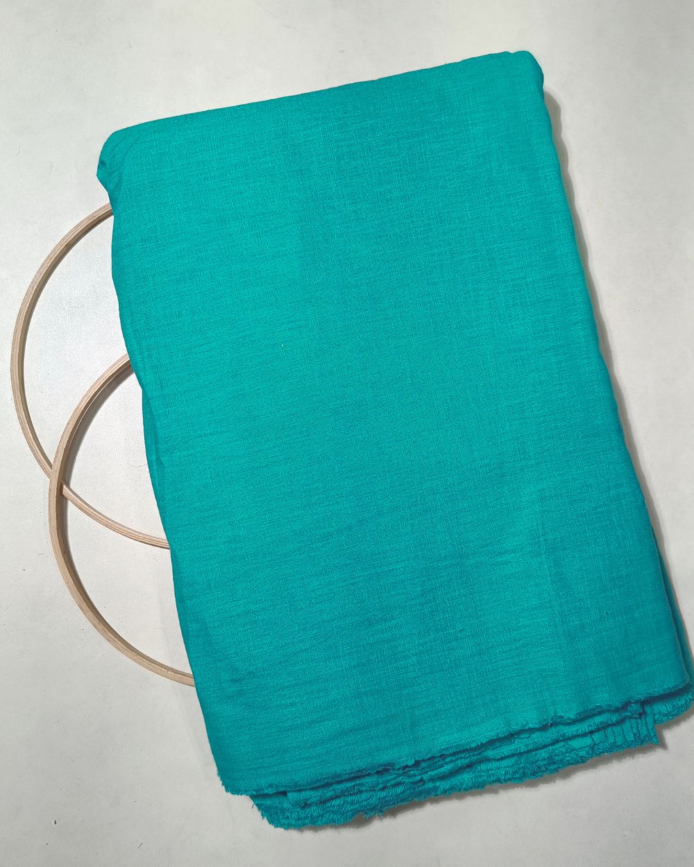 Plain Cotton Linen Peacock Blue Colour 44 Inches Width