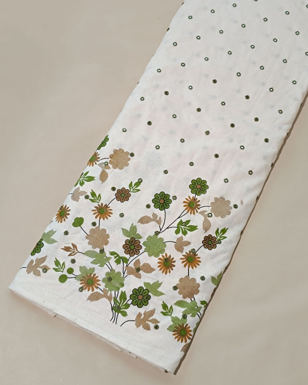 Khadi Fabric | Cotton Fabric | Abla Work Fabric | Mehandi Green