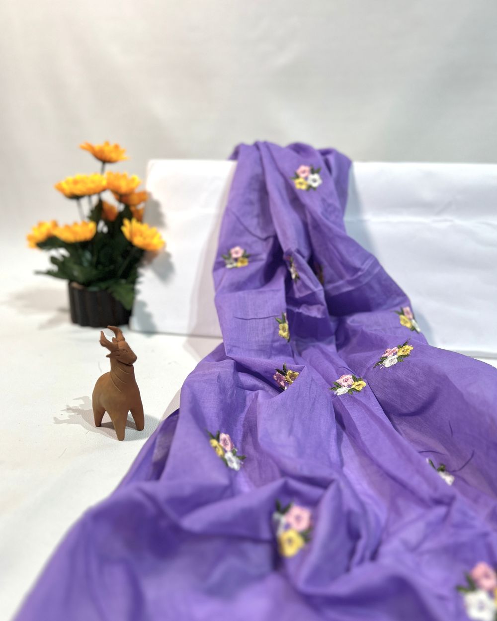 Mal Cotton with Thread Work Lavender Colour 42 Inches Width