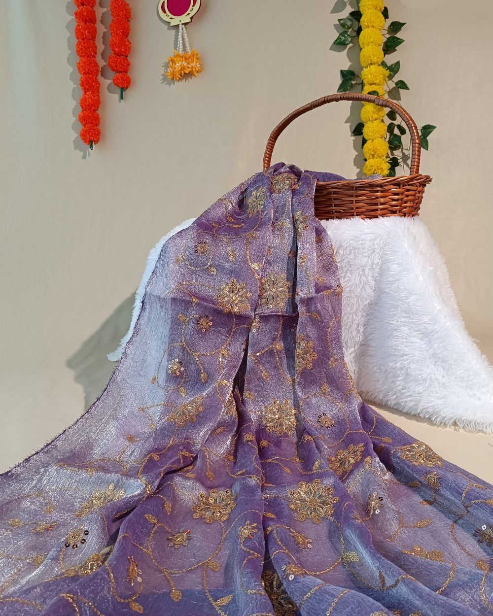 Gold Crush Work Lavender Colour 48 Inches Width