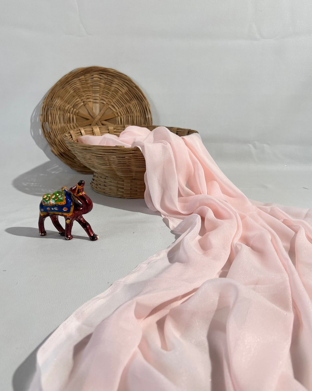 Plain Star Georgette Light Baby Pink Colour 44 Inches Width