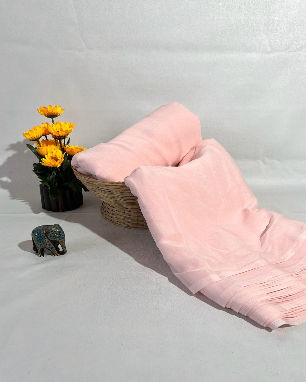 Plain Star Georgette Light Baby Pink Colour 44 Inches Width