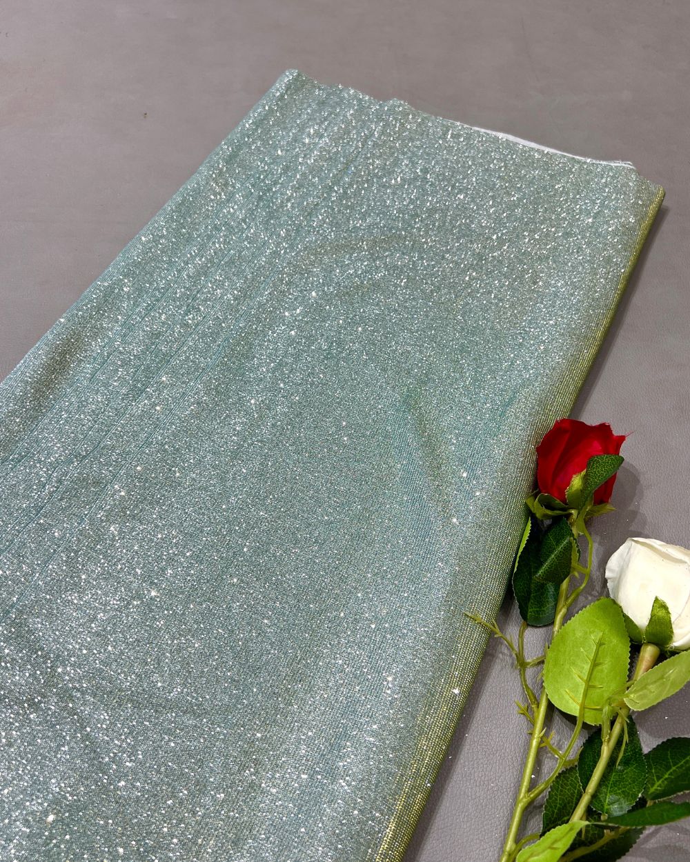Imported Sparkle Pastel Pista Colour 55 Inches Width