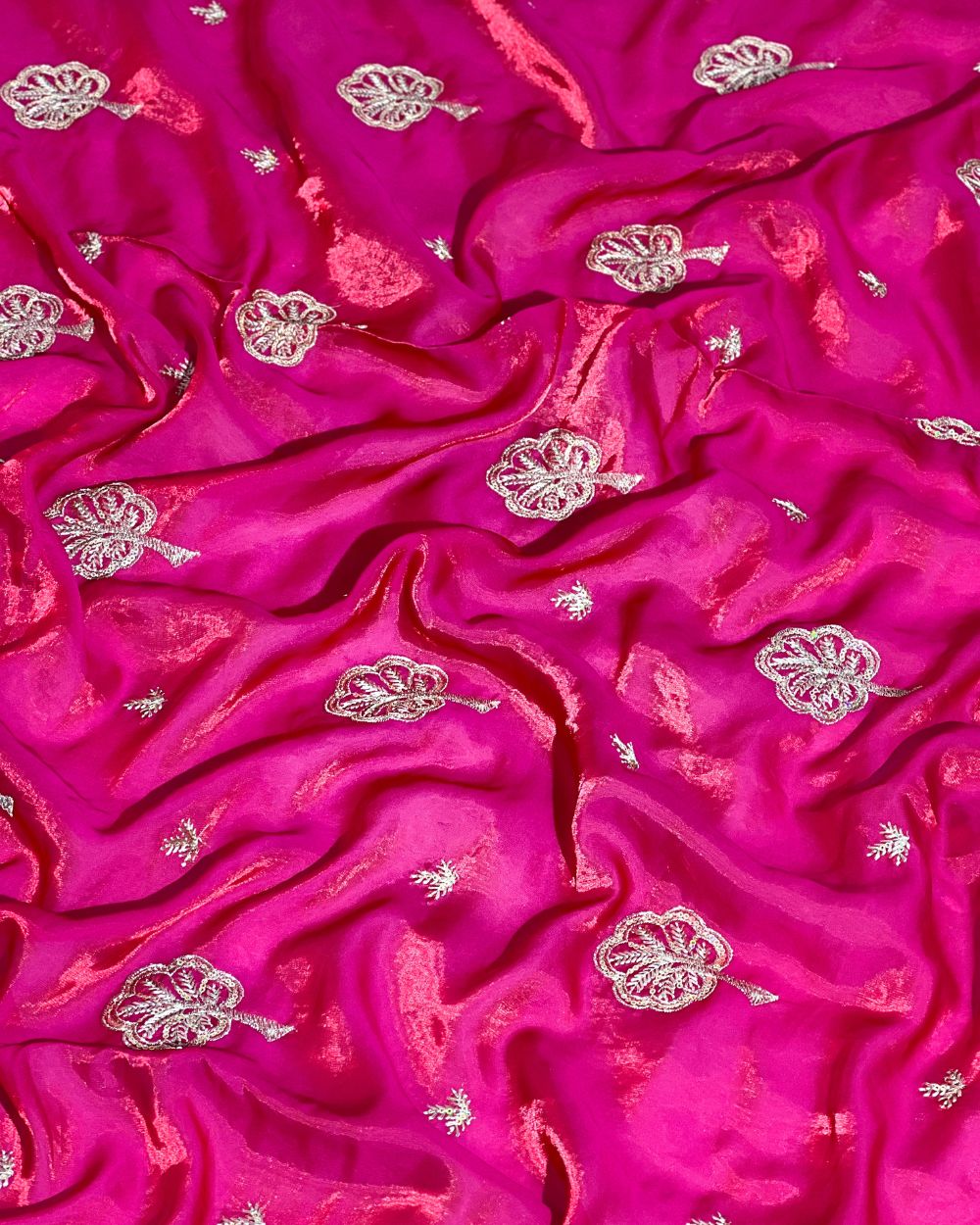 Space Silk Work Dark Pink Colour 46 Inches Width