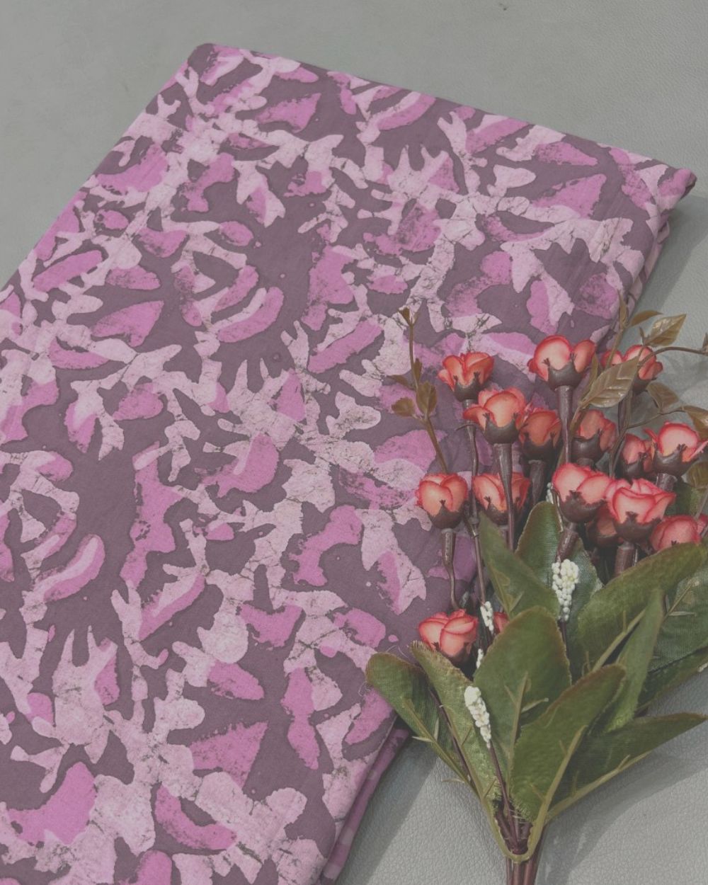 Cotton Dabu Hand Block Print Pastel Dusty Maroon Colour 44 Inches Width
