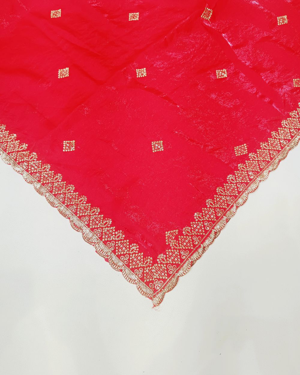 Space Silk Work Dupatta with Border Dark Red Colour 45 Inches Width