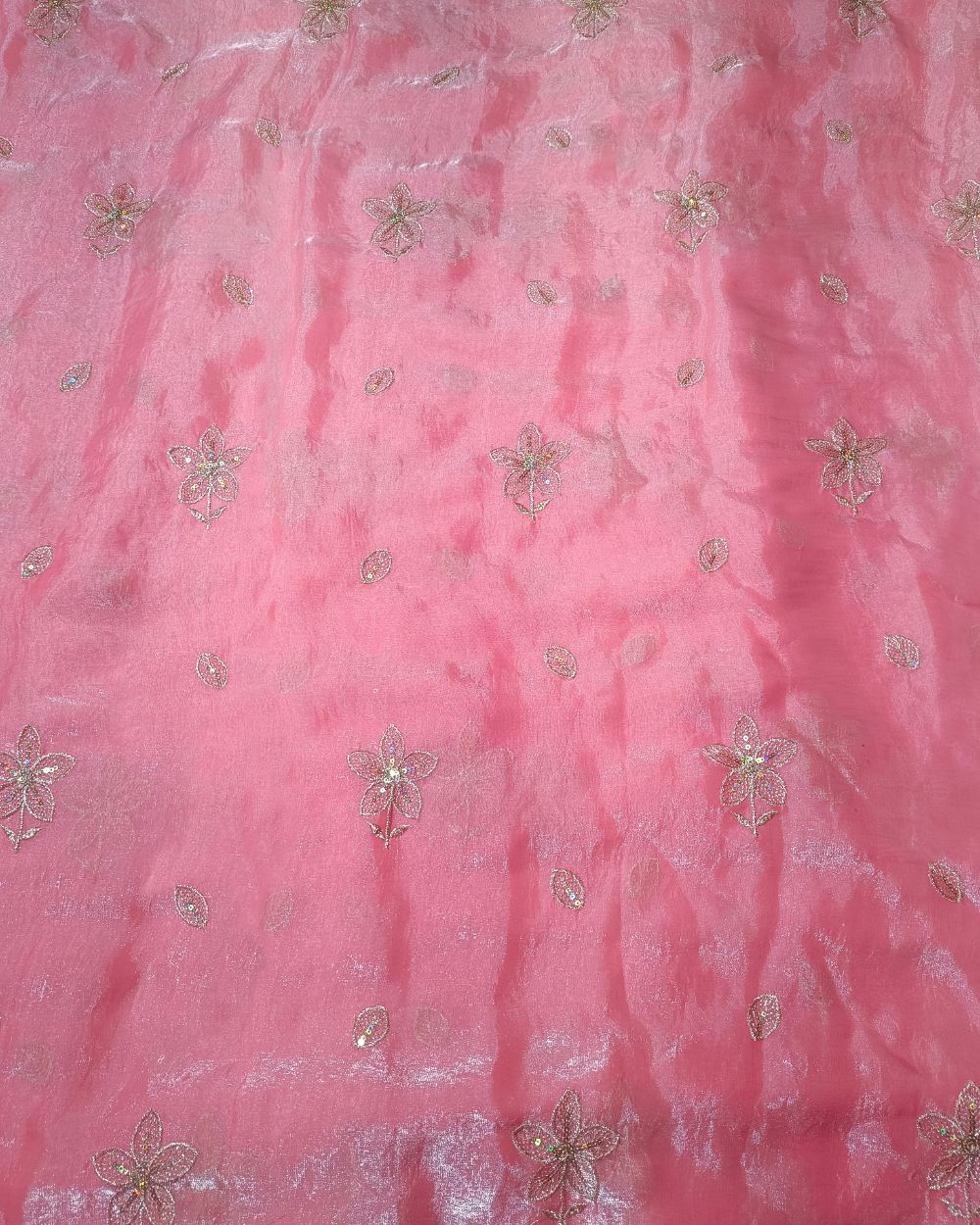 Space Silk Work Peach Pink Colour 47 Inches Width